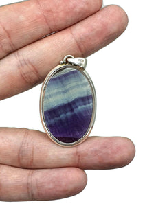 Big Oval Shape Fluorite Pendant, Sterling Silver - GemzAustralia 