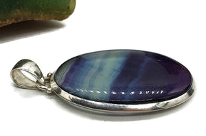 Big Oval Shape Fluorite Pendant, Sterling Silver - GemzAustralia 