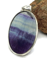 Load image into Gallery viewer, Big Oval Shape Fluorite Pendant, Sterling Silver - GemzAustralia 