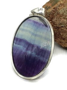 Big Oval Shape Fluorite Pendant, Sterling Silver - GemzAustralia 