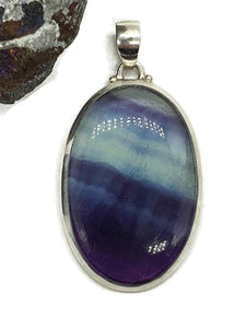 Big Oval Shape Fluorite Pendant, Sterling Silver - GemzAustralia 