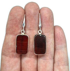 Baltic Amber Rectangle Earrings, Sterling Silver, Fossilized - GemzAustralia 