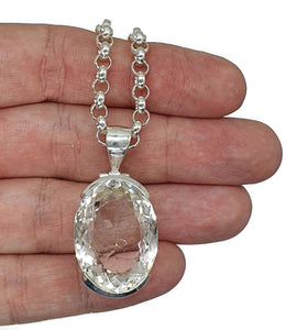 Oval Clear Quartz Pendant, Sterling Silver, 35 carats - GemzAustralia 