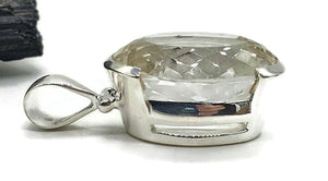 Oval Clear Quartz Pendant, Sterling Silver, 35 carats - GemzAustralia 