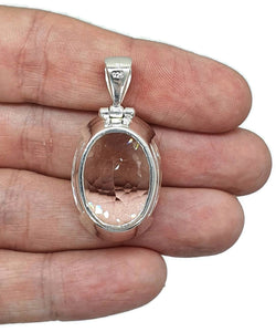 Oval Clear Quartz Pendant, Sterling Silver, 35 carats - GemzAustralia 