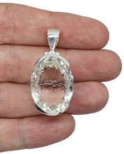 Load image into Gallery viewer, Oval Clear Quartz Pendant, Sterling Silver, 35 carats - GemzAustralia 