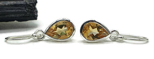 Citrine Earrings, Teardrop Shaped, Sterling Silver, 3 Carats - GemzAustralia 