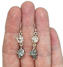 Load image into Gallery viewer, Herkimer Diamond &amp; Meteorite Earrings, Sterling Silver - GemzAustralia 