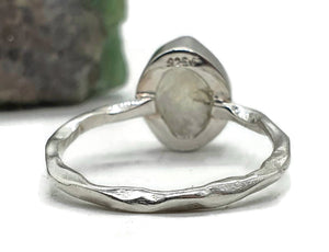 Raw Rainbow Moonstone Ring, 2 Sizes, Sterling Silver - GemzAustralia 