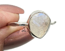 Load image into Gallery viewer, Raw Rainbow Moonstone Ring, 2 Sizes, Sterling Silver - GemzAustralia 