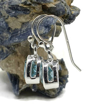 Load image into Gallery viewer, Blue Topaz Earrings, 5 carats, Trillion Faceted - GemzAustralia 