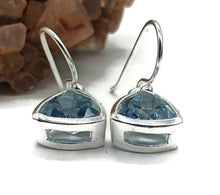 Load image into Gallery viewer, Blue Topaz Earrings, 5 carats, Trillion Faceted - GemzAustralia 