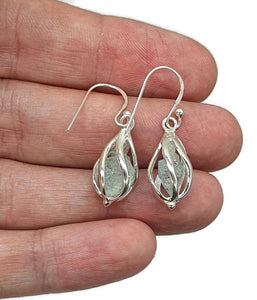 Sensational Raw Aquamarine Cage Earrings, Sterling Silver - GemzAustralia 