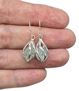 Sensational Raw Aquamarine Cage Earrings, Sterling Silver - GemzAustralia 