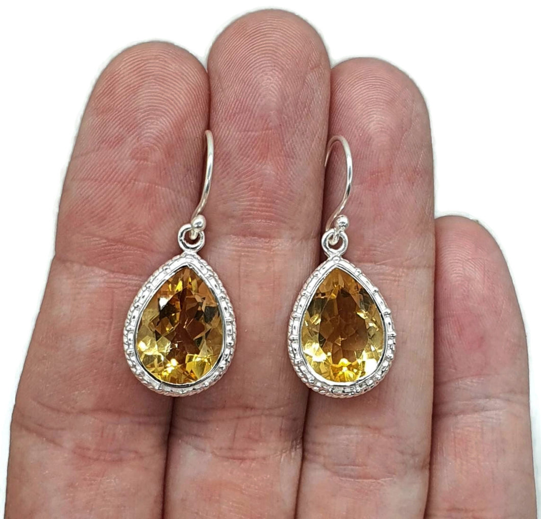 Citrine Earrings, Sterling Silver, 12 carats, November Birthstone - GemzAustralia 