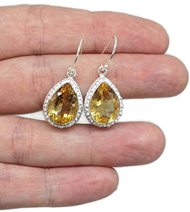 Citrine Earrings, Sterling Silver, 12 carats, November Birthstone - GemzAustralia 