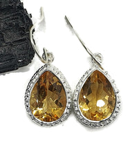 Load image into Gallery viewer, Citrine Earrings, Sterling Silver, 12 carats, November Birthstone - GemzAustralia 