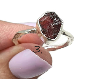 Raw Garnet Ring, 4 Sizes, Sterling Silver, Rough Gems - GemzAustralia 