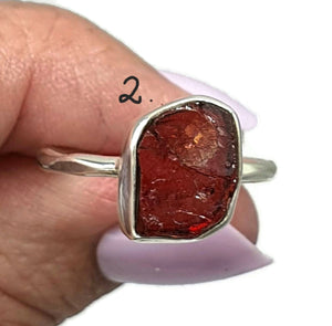 Raw Garnet Ring, 4 Sizes, Sterling Silver, Rough Gems - GemzAustralia 