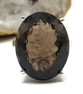 Smoky Quartz Ring, size 8.75, 22 carats, Sterling Silver - GemzAustralia 