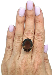 Smoky Quartz Ring, size 8.75, 22 carats, Sterling Silver - GemzAustralia 