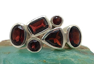 Garnet Ring, Size 6.5, Sterling Silver, Multi-gemstone Ring - GemzAustralia 