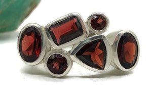 Garnet Ring, Size 6.5, Sterling Silver, Multi-gemstone Ring - GemzAustralia 