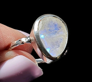 Faceted Rainbow Moonstone Ring, Size 9.5 - GemzAustralia 