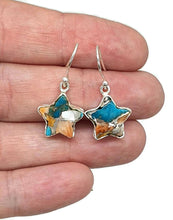 Load image into Gallery viewer, Oyster Turquoise Earrings, Sterling Silver, Star Shape - GemzAustralia 