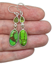 Load image into Gallery viewer, Peridot &amp; Green Mojave Turquoise Earrings, Sterling Silver - GemzAustralia 