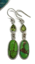 Load image into Gallery viewer, Peridot &amp; Green Mojave Turquoise Earrings, Sterling Silver - GemzAustralia 