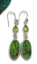 Load image into Gallery viewer, Peridot &amp; Green Mojave Turquoise Earrings, Sterling Silver - GemzAustralia 