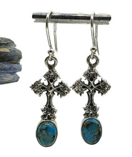 Load image into Gallery viewer, Turquoise Cross Earrings, Sterling Silver - GemzAustralia 