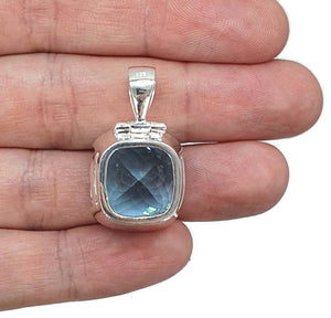 Swiss Blue Topaz Pendant, 37 carats, Sterling Silver - GemzAustralia 