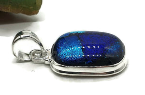 Dichroic Glass Pendant, Sterling Silver, Square Shaped - GemzAustralia 