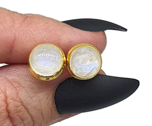 Rainbow Moonstone Earrings, 18K Gold Plated - GemzAustralia 