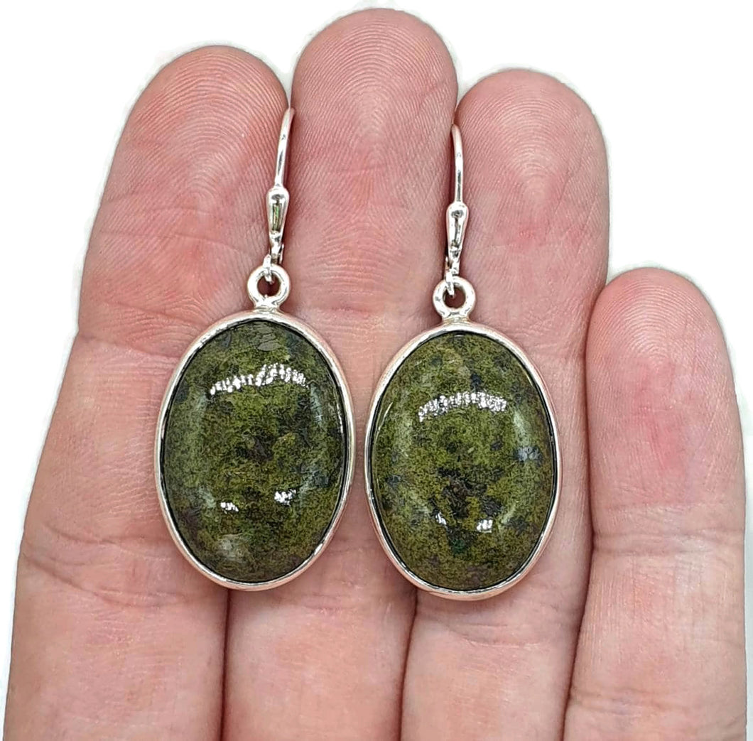 Large Mojave Stichtite Earrings, Sterling Silver, Oval - GemzAustralia 