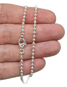 Sterling Silver Chain, 50 cm, 19 inches, Beaded Chain - GemzAustralia 