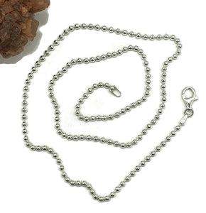 Sterling Silver Chain, 50 cm, 19 inches, Beaded Chain - GemzAustralia 