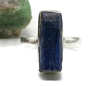 Raw Kyanite Ring, Size 8, Sterling Silver, Rectangle Design - GemzAustralia 