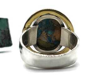 Two Tone Oyster Turquoise Ring, Size 8.75, Sterling Silver - GemzAustralia 