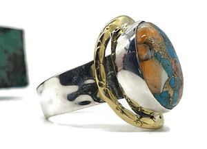 Two Tone Oyster Turquoise Ring, Size 8.75, Sterling Silver - GemzAustralia 