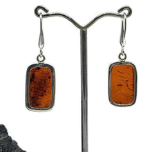 Load image into Gallery viewer, Baltic Amber Rectangle Earrings, Sterling Silver, Fossilized - GemzAustralia 