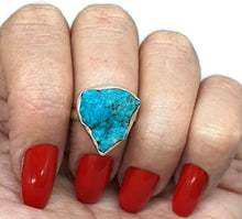 Load image into Gallery viewer, Blue Turquoise Ring, size 6.75, Sterling Silver - GemzAustralia 