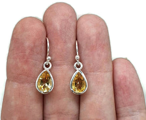 Citrine Earrings, Teardrop Shaped, Sterling Silver, 3 Carats - GemzAustralia 