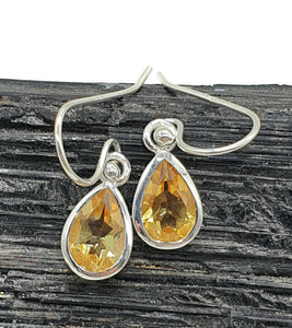 Citrine Earrings, Teardrop Shaped, Sterling Silver, 3 Carats - GemzAustralia 