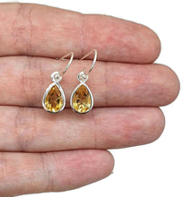 Load image into Gallery viewer, Citrine Earrings, Teardrop Shaped, Sterling Silver, 3 Carats - GemzAustralia 