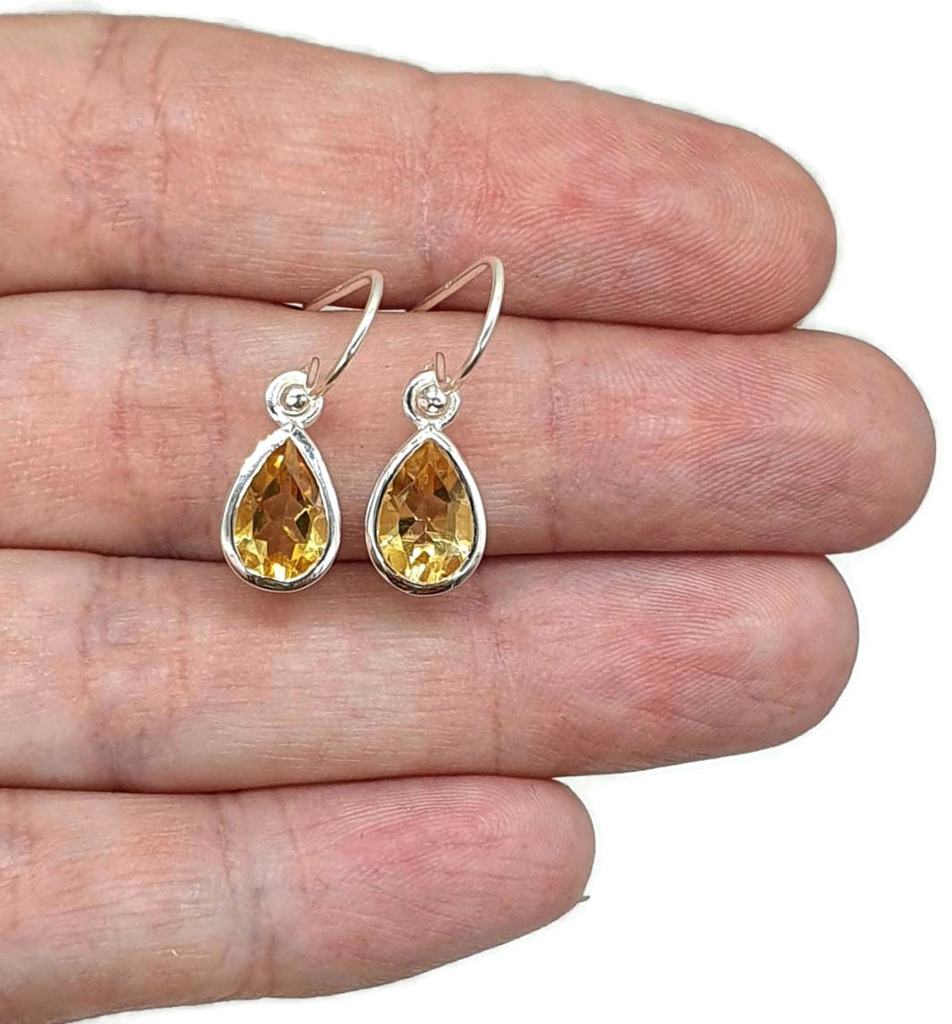 Citrine Earrings, Teardrop Shaped, Sterling Silver, 3 Carats - GemzAustralia 