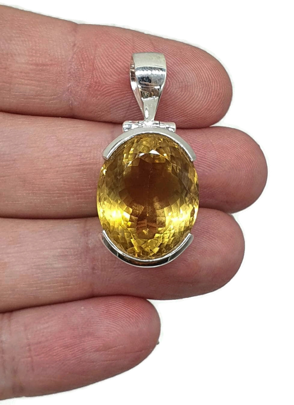 Citrine Pendant, Sterling Silver, 21 carats - GemzAustralia 