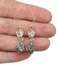 Load image into Gallery viewer, Herkimer Diamond &amp; Meteorite Earrings, Sterling Silver - GemzAustralia 